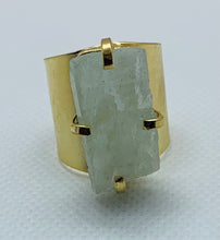 Load image into Gallery viewer, Modesta Aquamarine Gold Plated Cuff Rings