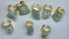 Load image into Gallery viewer, Modesta Aquamarine Gold Plated Cuff Rings