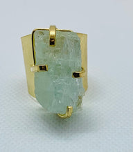 Load image into Gallery viewer, Modesta Aquamarine Gold Plated Cuff Rings