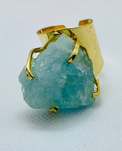 Load image into Gallery viewer, Modesta Aquamarine Gold Plated Cuff Rings