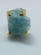 Load image into Gallery viewer, Modesta Aquamarine Gold Plated Cuff Rings