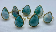 Load image into Gallery viewer, Modesta Larimar Gold Plated Rings