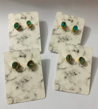Load image into Gallery viewer, Modesta Oval Tiny Turquoises Stud Earrings