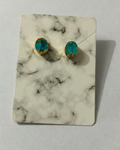 Load image into Gallery viewer, Modesta Oval Tiny Turquoises Stud Earrings