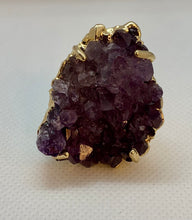 Load image into Gallery viewer, Modesta Druzy Amethyst Gold Plated Ring