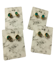 Load image into Gallery viewer, Modesta Oval Tiny Turquoises Stud Earrings