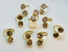 Load image into Gallery viewer, Modesta Clear Quartz Dual Gold Plated Rings