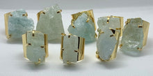 Load image into Gallery viewer, Modesta Aquamarine Gold Plated Cuff Rings