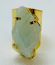 Load image into Gallery viewer, Modesta Aquamarine Gold Plated Cuff Rings