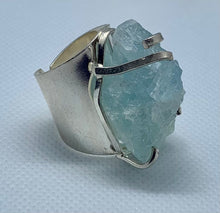 Load image into Gallery viewer, Modesta Aquamarine Silver Plated Cuff Rings