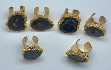 Load image into Gallery viewer, Modesta Amethyst Stalactite Flowers Gold Plated Cuff Rings