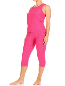 Butt Lifted Capri Set Neon Pink - Baloa Boutique