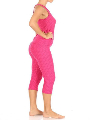 Butt Lifted Capri Set Neon Pink - Baloa Boutique