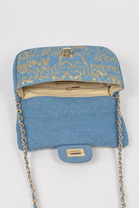 Baloa Denim Gold Clutch BIG ✨ MONTH ✨ SALE ✨