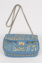 Load image into Gallery viewer, Baloa Denim Gold Clutch BIG ✨ MONTH ✨ SALE ✨
