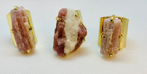 Modesta Pink Tourmaline Gold Plated Cuff Rings