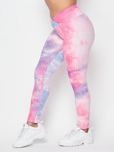 V-waist Waffle Leggings Pink - Baloa Boutique