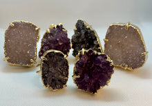 Load image into Gallery viewer, Modesta Druzy Amethyst Gold Plated Ring
