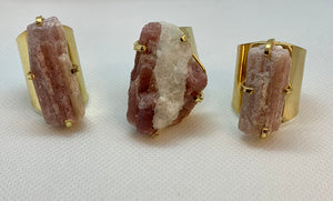 Modesta Pink Tourmaline Gold Plated Cuff Rings
