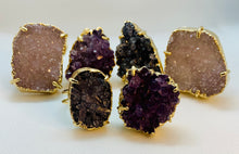 Load image into Gallery viewer, Modesta Druzy Amethyst Gold Plated Ring
