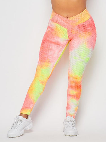 V-waist Waffle Leggings Coral - Baloa Boutique
