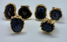 Load image into Gallery viewer, Modesta Amethyst Stalactite Flowers Gold Plated Cuff Rings
