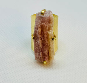 Modesta Pink Tourmaline Gold Plated Cuff Rings