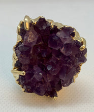 Load image into Gallery viewer, Modesta Druzy Amethyst Gold Plated Ring

