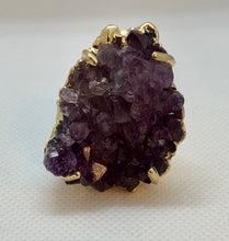 Load image into Gallery viewer, Modesta Druzy Amethyst Gold Plated Ring
