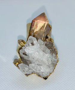 Modesta Cluster Clear Quartz Cuff Ring