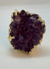 Load image into Gallery viewer, Modesta Druzy Amethyst Gold Plated Ring
