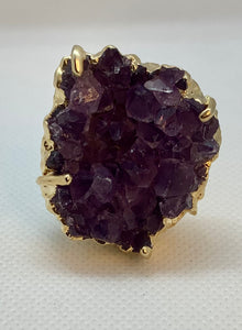 Modesta Druzy Amethyst Gold Plated Ring