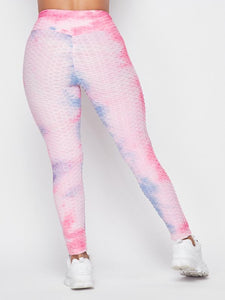 V-waist Waffle Leggings Pink - Baloa Boutique