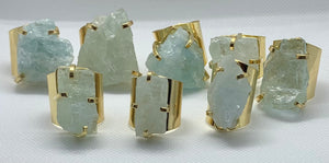 Modesta Aquamarine Gold Plated Cuff Rings