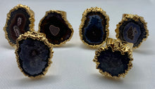 Load image into Gallery viewer, Modesta Amethyst Stalactite Flowers Gold Plated Cuff Rings
