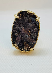 Modesta Druzy Amethyst Gold Plated Ring