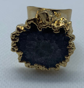 Modesta Amethyst Stalactite Flowers Gold Plated Cuff Rings