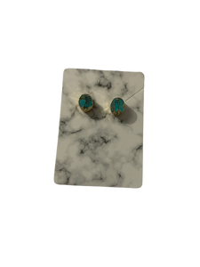 Modesta Oval Tiny Turquoises Stud Earrings