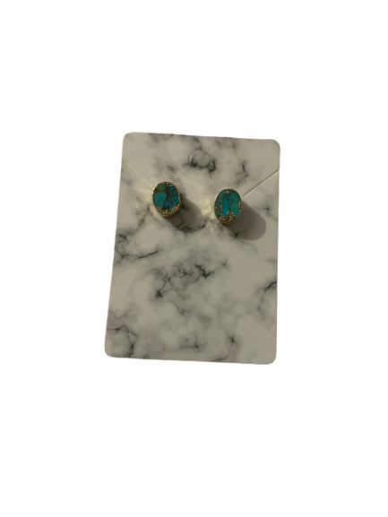 Modesta Oval Tiny Turquoises Stud Earrings