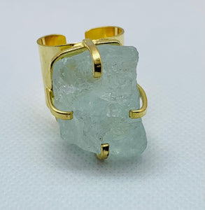Modesta Aquamarine Gold Plated Cuff Rings
