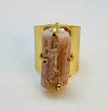 Load image into Gallery viewer, Modesta Pink Tourmaline Gold Plated Cuff Rings
