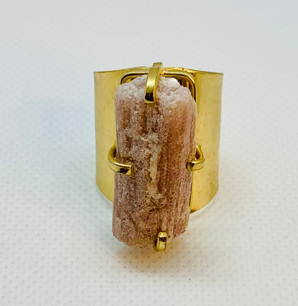 Modesta Pink Tourmaline Gold Plated Cuff Rings
