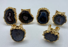 Load image into Gallery viewer, Modesta Amethyst Stalactite Flowers Gold Plated Cuff Rings
