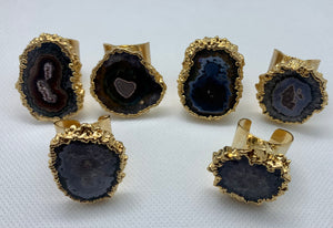 Modesta Amethyst Stalactite Flowers Gold Plated Cuff Rings