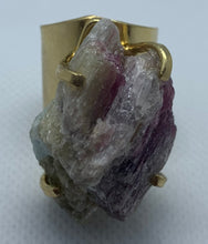 Load image into Gallery viewer, Modesta Watermelon Tourmaline Gold Plate Cuff Rings
